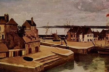 Honfleur, maisons sur Le quais, Jean-Baptiste Camille Corot